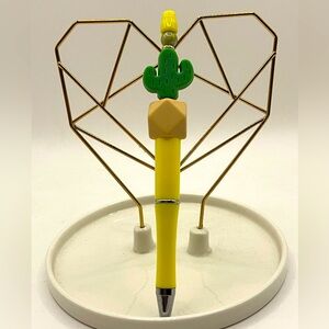 NOVELTY PEN - Yellow pen with Green Cactus